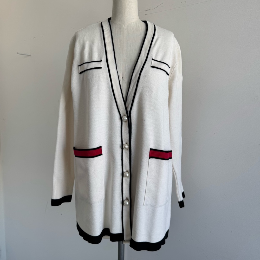 Zara long Cardigan with Large Pearl buttons